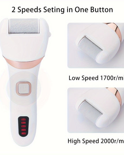 Electric Foot Grinder And Callus Remover, Electric Foot Polisher, Rechargeable Foot Washing And Pedicure Kit, Suitable For Cracked Heels And Dead Skin, With 3 Roller Heads