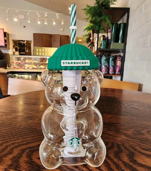 Star-bucks Bearista Bear Glass Jar Cold Cup With Straw 2026 Holiday Xmas Gifts