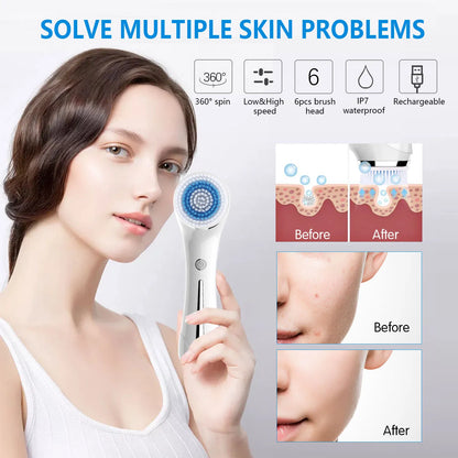 3-in-1 Facial Cleansing Brush – Waterproof, Rechargeable, Deep Clean & Exfoliate