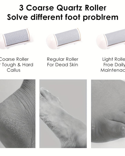 Electric Foot Grinder And Callus Remover, Electric Foot Polisher, Rechargeable Foot Washing And Pedicure Kit, Suitable For Cracked Heels And Dead Skin, With 3 Roller Heads