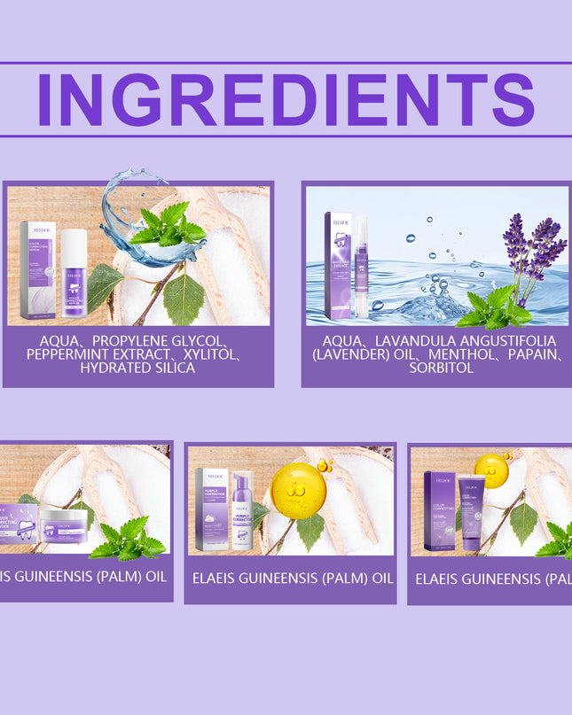 Eelhoe Purple Toned Teeth Set Clean Teeth Breath Care Mouth Clean Mouth Care