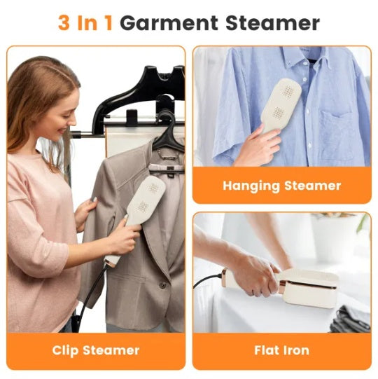 3-in-1 Travel Garment Steamer – Handheld, 1000W, Steam & Iron, Leak-Proof Tank