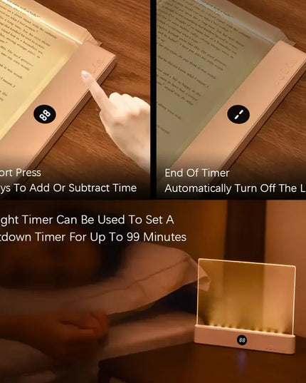 LED Book Light and Night Light 2 in 1, 3 Color Temperatures & Stepless Dimming, USB Rechargeable Reading Light with Timer