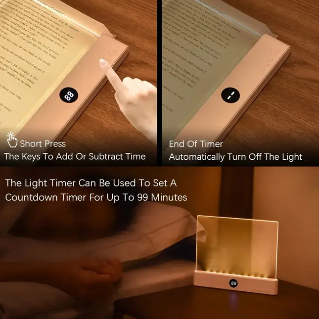 LED Book Light and Night Light 2 in 1, 3 Color Temperatures & Stepless Dimming, USB Rechargeable Reading Light with Timer