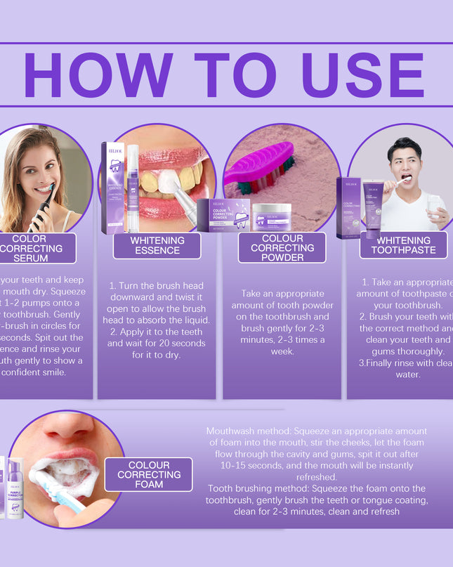 Eelhoe Purple Toned Teeth Set Clean Teeth Breath Care Mouth Clean Mouth Care