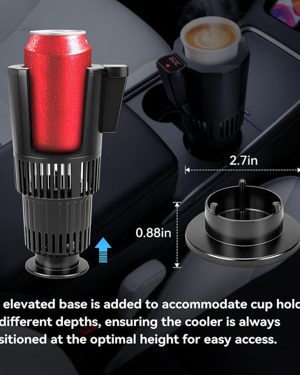 Auto Cooling and Heating Can Cooler for Car Cup Holder with Insulation Lid, Car Coffee Warmer 2 in 1 Cup Cooler & Mug Warmer, Portable Can Cooler 12V Fridge Travel Coffee Mug Quick Heating Cooling