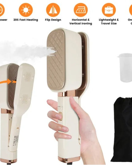 3 In 1 Travel Steamer For Clothes, 1000W Handheld Garment Steamer With 180 Rotating Head - Flat Iron, Hanging & Clip Steamer, Dry Wet Ironing, 20OZ Leak-Proof Tank, Lightweight For Travel Home