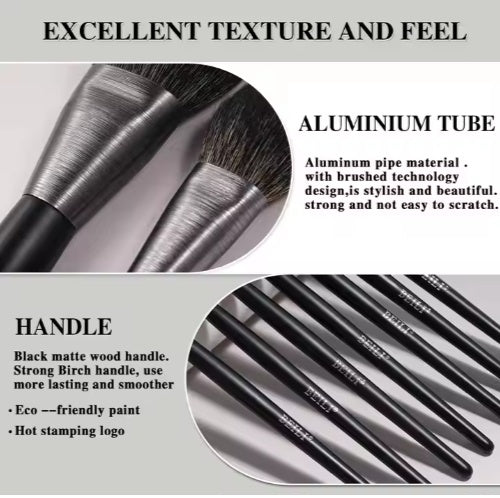 BEILI 10-Piece Makeup Brush Set – Premium Quality, Wooden Handle