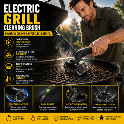 Electric Grill Cleaning Brush with Rotating Head