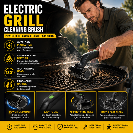 Electric Grill Cleaning Brush with Rotating Head