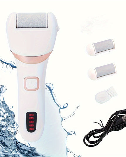 Electric Foot Grinder And Callus Remover, Electric Foot Polisher, Rechargeable Foot Washing And Pedicure Kit, Suitable For Cracked Heels And Dead Skin, With 3 Roller Heads
