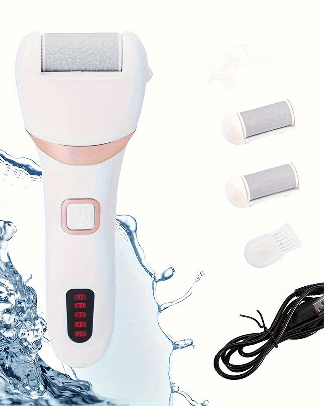Electric Foot Grinder And Callus Remover, Electric Foot Polisher, Rechargeable Foot Washing And Pedicure Kit, Suitable For Cracked Heels And Dead Skin, With 3 Roller Heads
