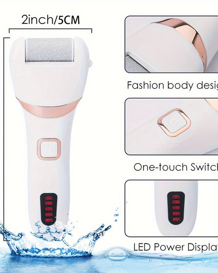 Electric Foot Grinder And Callus Remover, Electric Foot Polisher, Rechargeable Foot Washing And Pedicure Kit, Suitable For Cracked Heels And Dead Skin, With 3 Roller Heads
