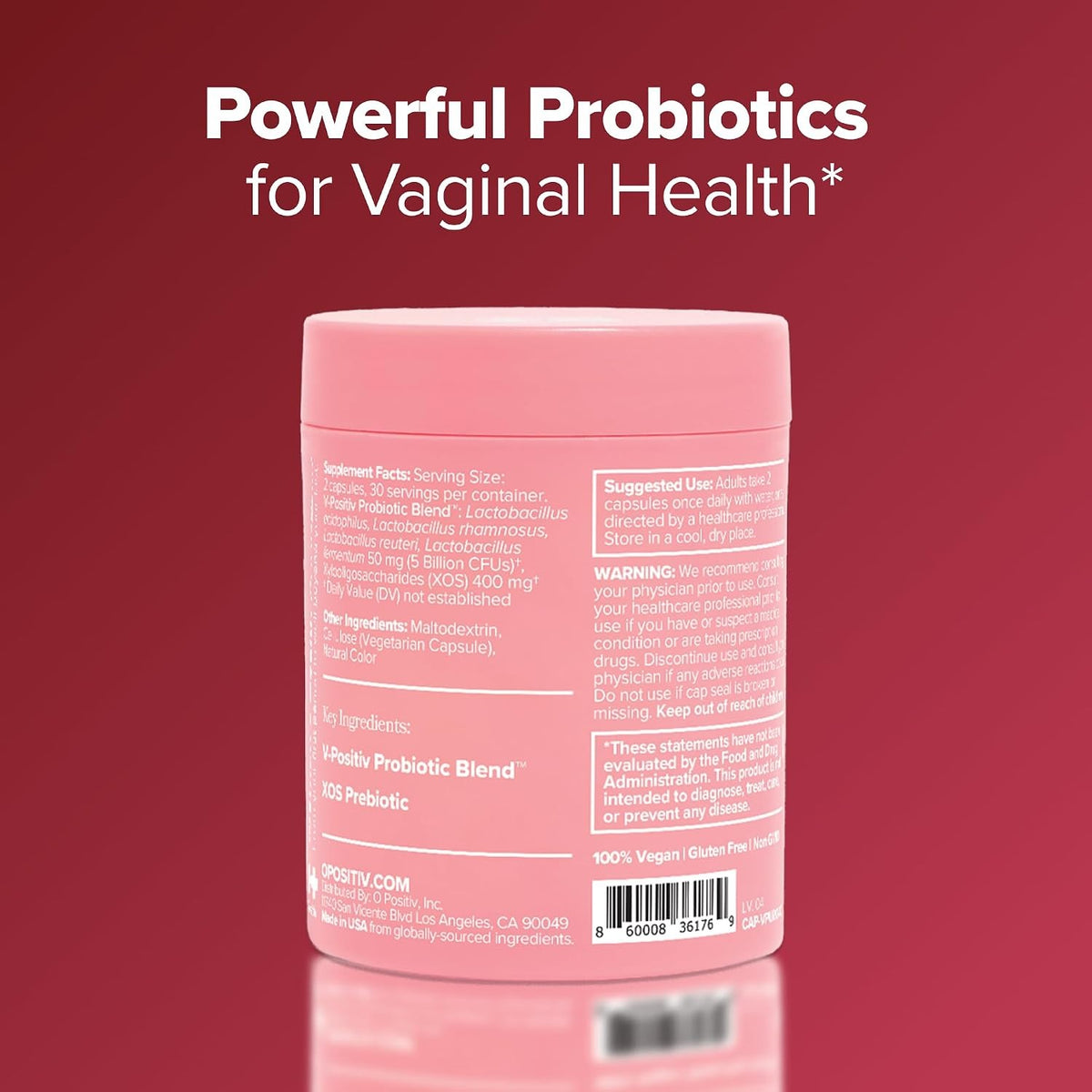 O Positiv Health URO Vaginal Probiotic Capsules (60 Vegan Capsules)