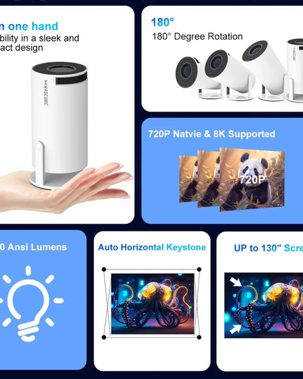 Magcubic Projector HY300 Pro 8K Android 14 Dual Wifi6 290ANSI Allwinner H726 BT5.4 1080P 1280*720P Home Cinema Outdoor Projetor